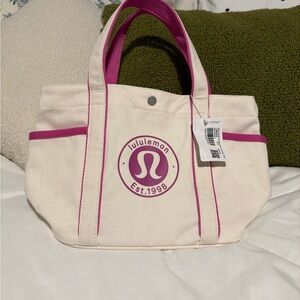lululemon athletica White and Pink Tote Bag